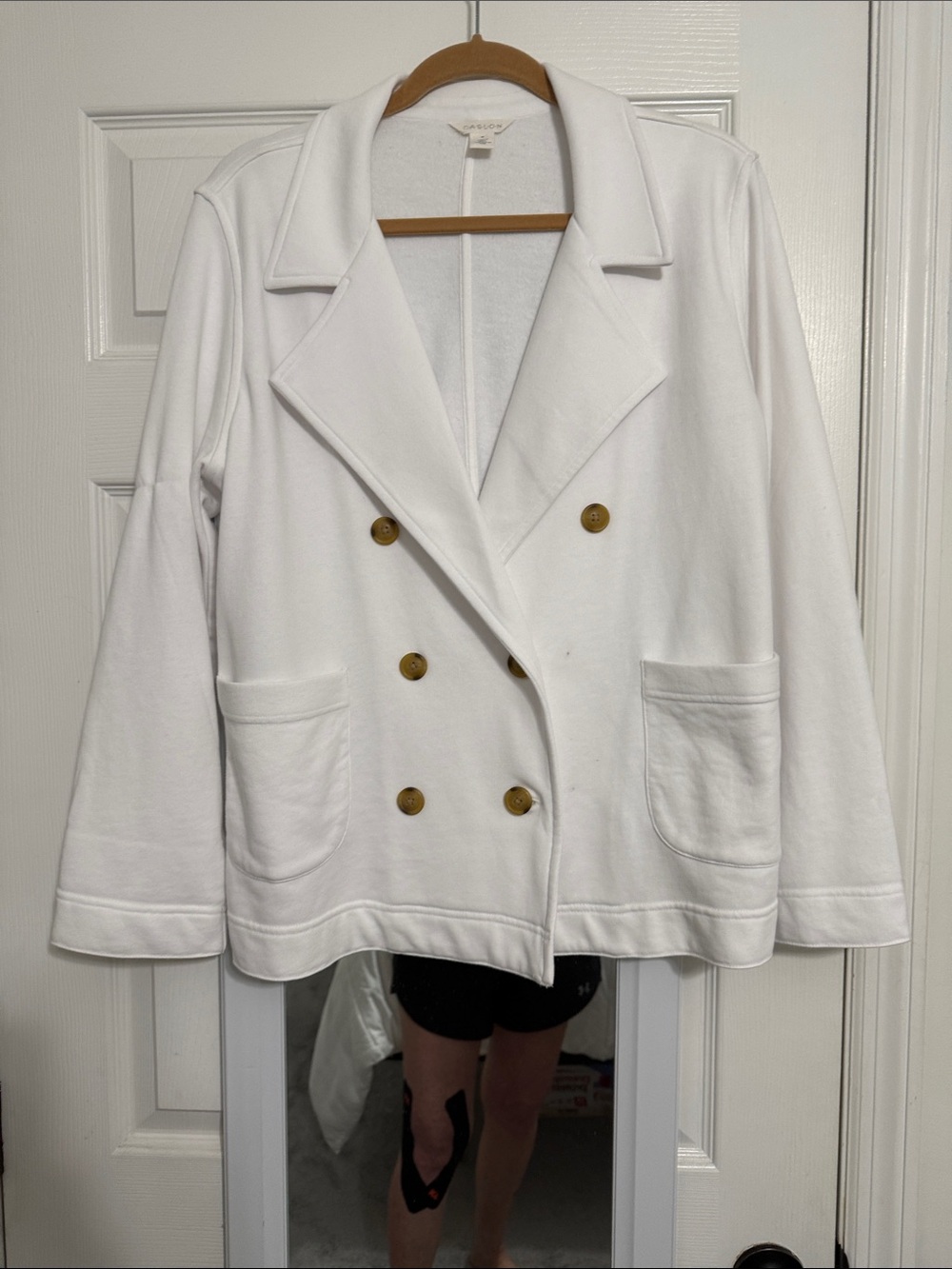 Caslon White Double-Breasted Blazer with Gold Buttons